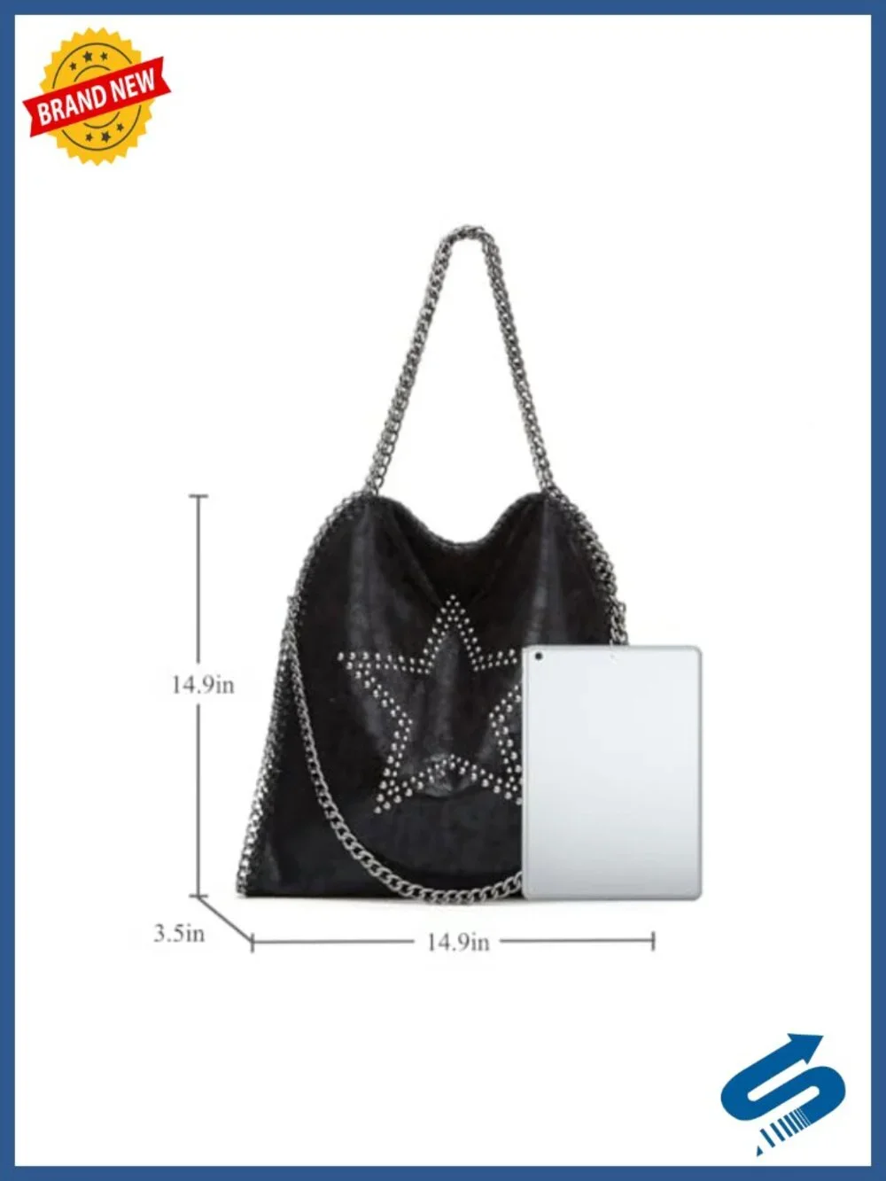 Faux Leather Oversized Slouchy Chain Hobo Shoulder Bag Tote